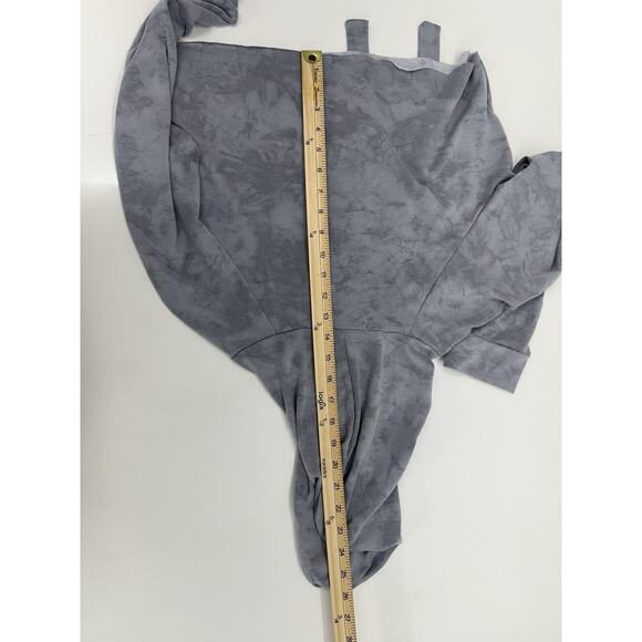 Quiet Storm Womens Sweatshirt Size Medium Gray Tye-Dye Pullover Hooded Cropped - Picture 13 of 14